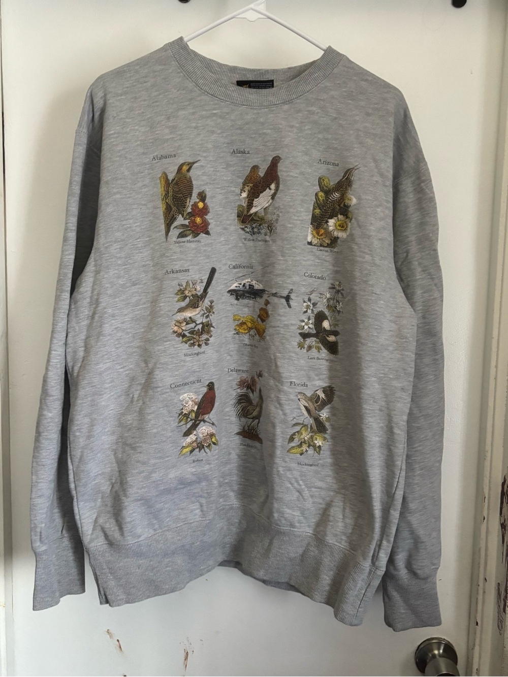The Hundreds Light Gray Crewneck Sweatshirt with Multicolor Bird Illustrations
